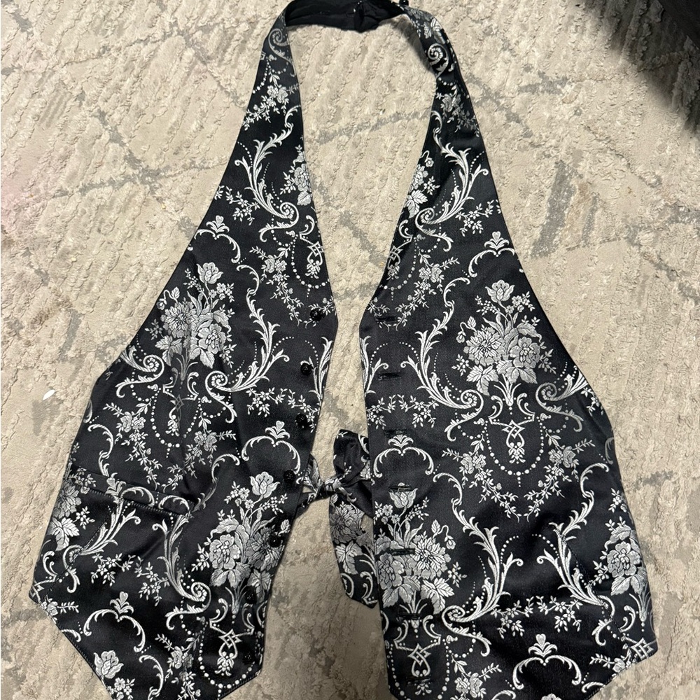 Black and White Floral Halter Top
